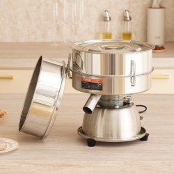 Sähkökäyttöinen värähtelevä seula ruostumattomasta teräksestä verkkokoot 12 ja 80 45 watin työtasomalli