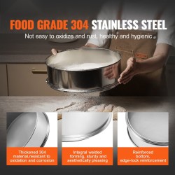 Hienojakoinen jauhoseula ruostumattomasta teräksestä halkaisija 320 mm verkkokoko 80 leivontaan ja ruoanlaittoon