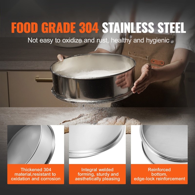 Hienoseula elintarvikekelpoinen ruostumattomasta teräksestä valmistettu 150 verkko 320 mm leivontaan