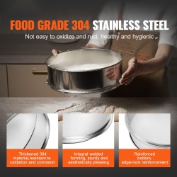 Hienoverkkoinen jauhosiivilä ruostumatonta terästä halkaisija 320 mm leivontaan