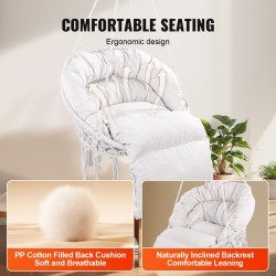 Riipputuoli makramee puuvillaköydellä teräsputkirungolla pehmustettu istuintyyny 150 kg kantavuus