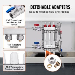 Jakotukki 3-haarainen SUS304-ruostumaton teräs 1/2 tuuman PEX-putkille ja sovittimet lattialämmitykseen