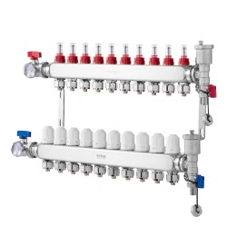 10 haarainen lattialämmityksen jakotukki 1 27 cm PEX putkille SUS304 ruostumaton teräs
