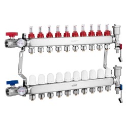 10-haarainen lattialämmityksen jakotukki 1,27 cm PEX-putkille SUS304 ruostumaton teräs