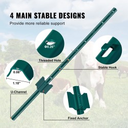 Hiiliteräksinen aitatolppa 91 cm 2 mm 10 kpl vihreä puutarhaan