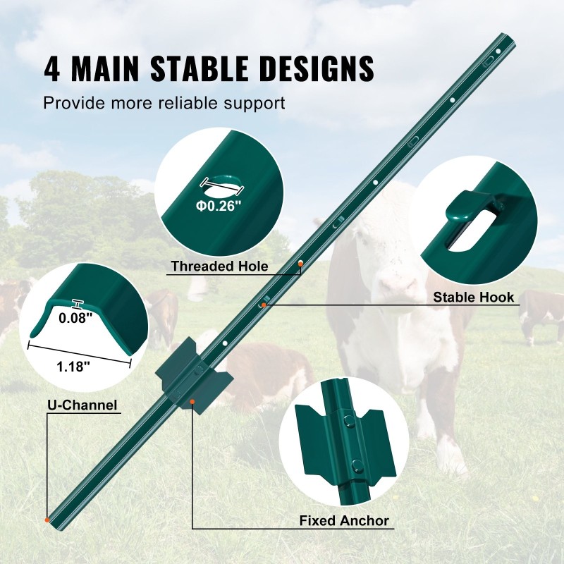 Hiiliteräksinen aitatolppa 91 cm 2 mm 10 kpl vihreä puutarhaan