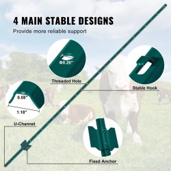 U-profiiliset teräsaitapaalut 2 mm 213 cm 10 kpl jauhemaalatut vihreät