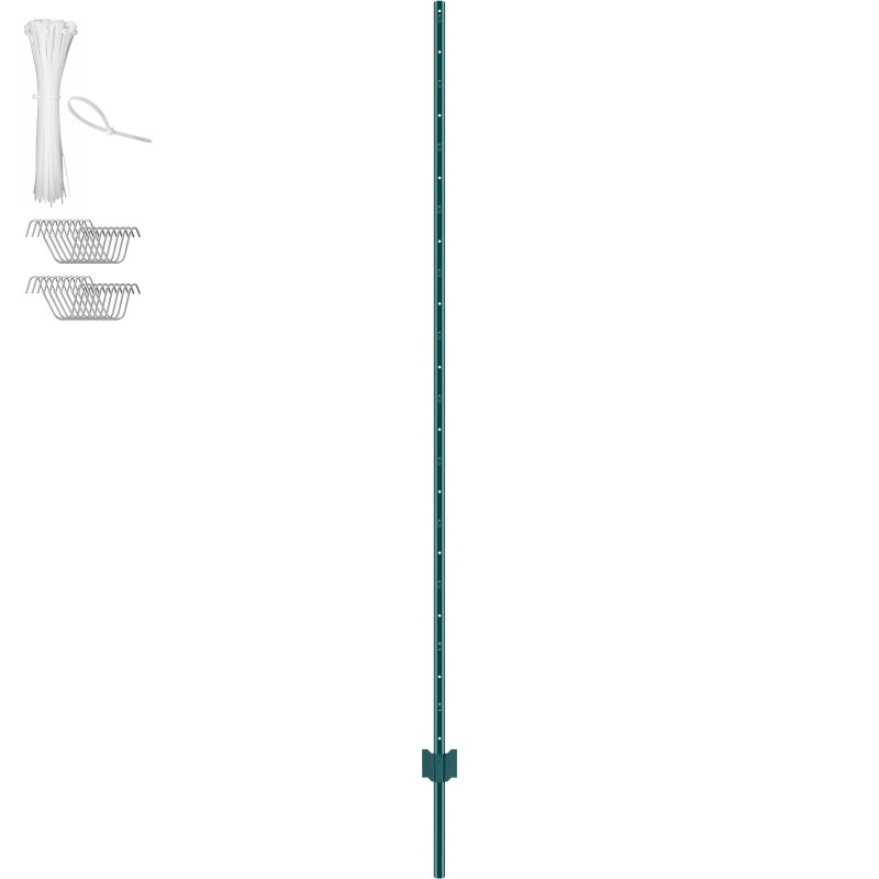 U-profiiliset teräsaitapaalut 2 mm 213 cm 10 kpl jauhemaalatut vihreät