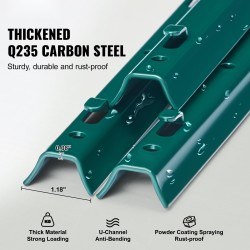 Aitatolpat U-profiili Q235-hiiliteräs 2 mm 1219 mm 10 kpl jauhemaalattu ulkokäyttöön