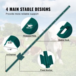 Aitatolpat U-profiili Q235-hiiliteräs 2 mm 1219 mm 10 kpl jauhemaalattu ulkokäyttöön