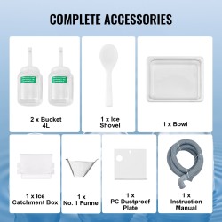 Lumihiutalejäälaite ruostumaton teräs 260 kg 24 tunnissa ilmajäähdytys kaksi 4 L koria