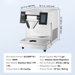 Lumihiutalejäälaite ruostumaton teräs 260 kg 24 tunnissa ilmajäähdytys kaksi 4 L koria