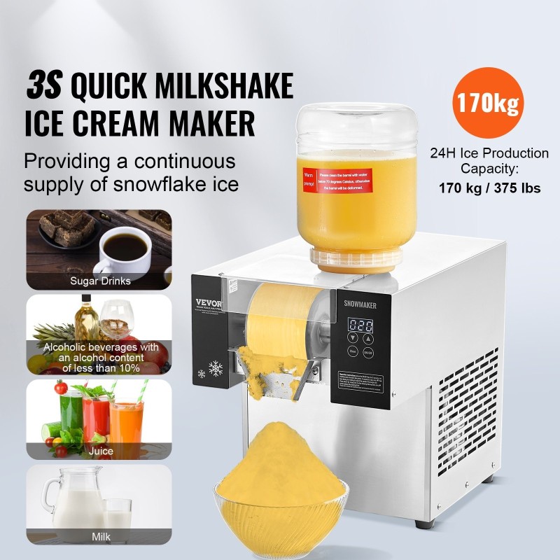 Hiutalejääkone ruostumattomasta teräksestä ilmaviilennys 170 kg/24 h kaksi 3 l säiliötä ammattikäyttöön