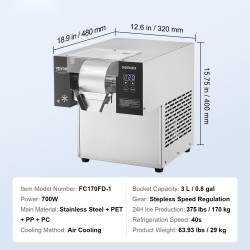Hiutalejääkone ruostumattomasta teräksestä ilmaviilennys 170 kg/24 h kaksi 3 l säiliötä ammattikäyttöön
