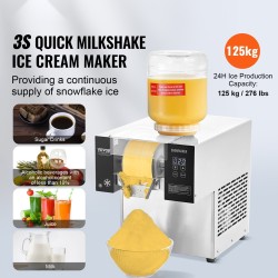 Lumihiutalejääkone ruostumaton teräs 125 kilogrammaa vuorokaudessa ilmajäähdytys ammattikäyttöön