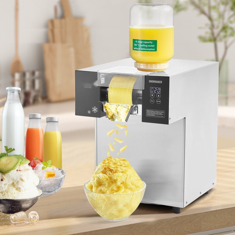 Lumijääkone nestekylmä 175 kg/24h 800 W kaksi 4 L säiliötä ruostumaton teräs