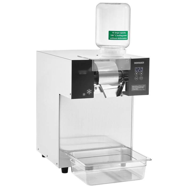 Lumijääkone nestekylmä 175 kg/24h 800 W kaksi 4 L säiliötä ruostumaton teräs
