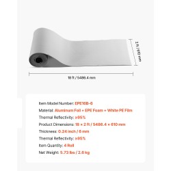 Heijastava lämpöeristerulla 6 mm 4 rullaa alumiinifolio EPE-vaahto autotallin oville