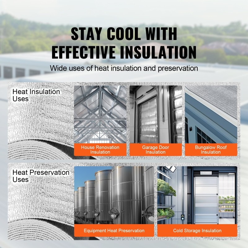 Eristerulla kaksipuolinen alumiinifolio EPE vaahto 3,2 mm 7,62 m 610 mm
