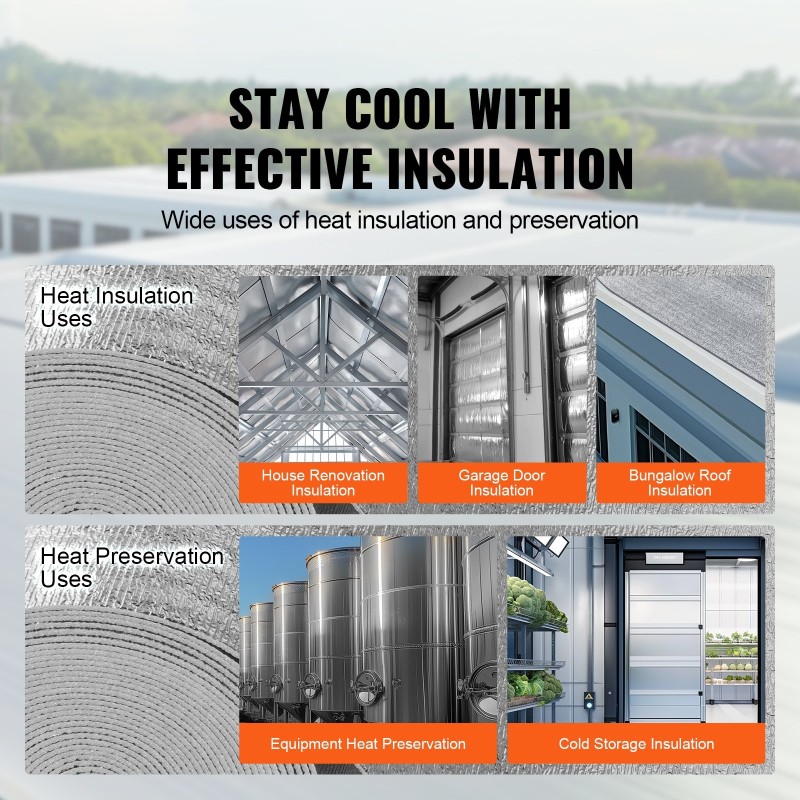 Lämpöeristerulla kaksipuolinen alumiinifolio EPE vaahto 3,2 mm 605 mm 15,24 m