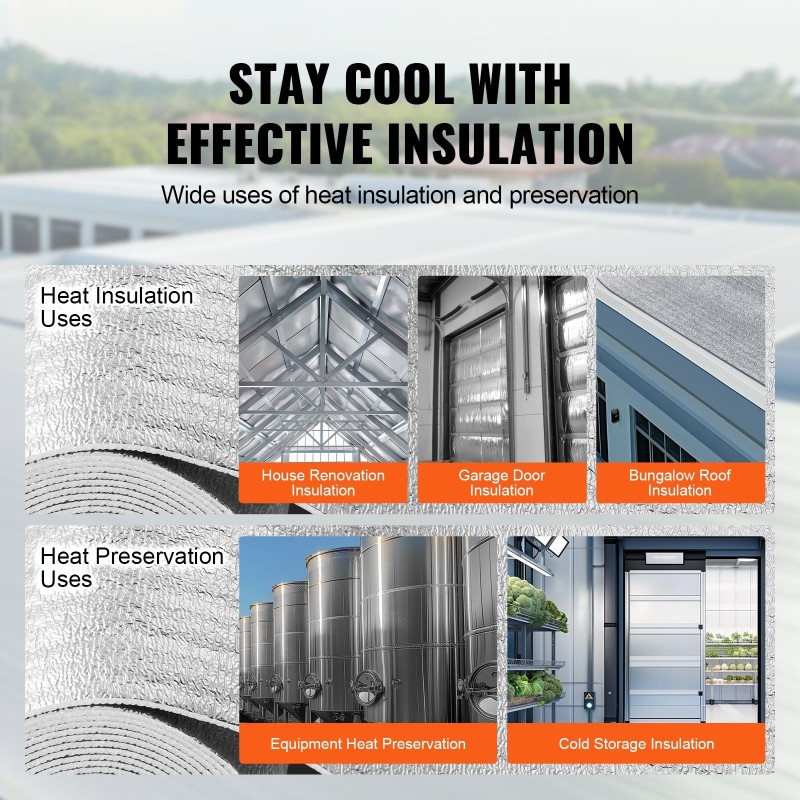 Kaksipuoleinen heijastava eristerulla alumiinifolio EPE-vaahto 1220x3048 mm 3,2 mm