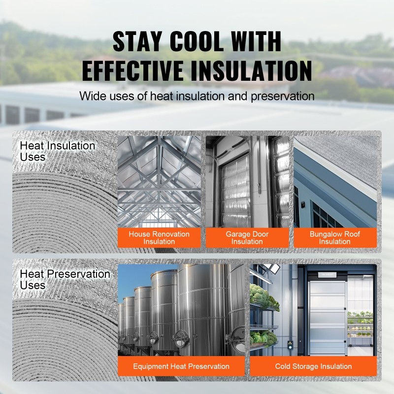 Heijastava lämpöeristerulla kaksipuolinen alumiinifolio EPE-vaahtosydän 3,2 mm 1220 mm x 30,48 m