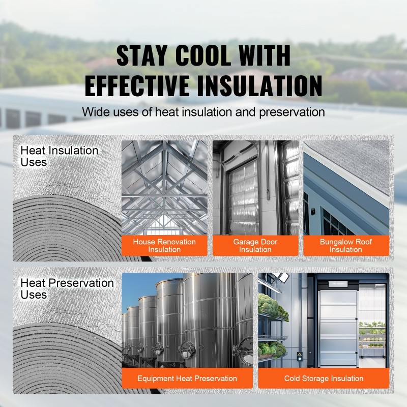 Kaksipuolinen eristerulla alumiinifolio ja EPE-vaahtoydin 5,5 mm 1220 mm x 15,24 m