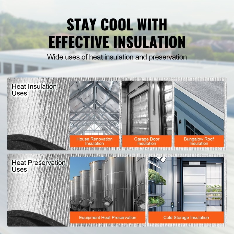 Lämpöä heijastava eristerulla alumiinifolio XPE-vaahtoydin 10,3 mm 1020 x 1524 mm