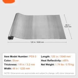 Heijastava kaksikerroksinen eristekierukka kaksipuolisella alumiinifoliolla 3,2 mm 1220 x 3048 mm