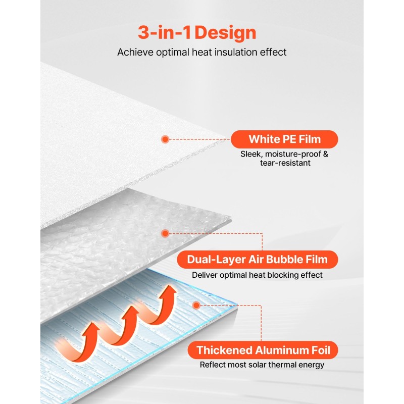 Heijastava eristerulla 6 mm alumiinikalvo valkoinen PE-kalvo 1,22x30,48 m