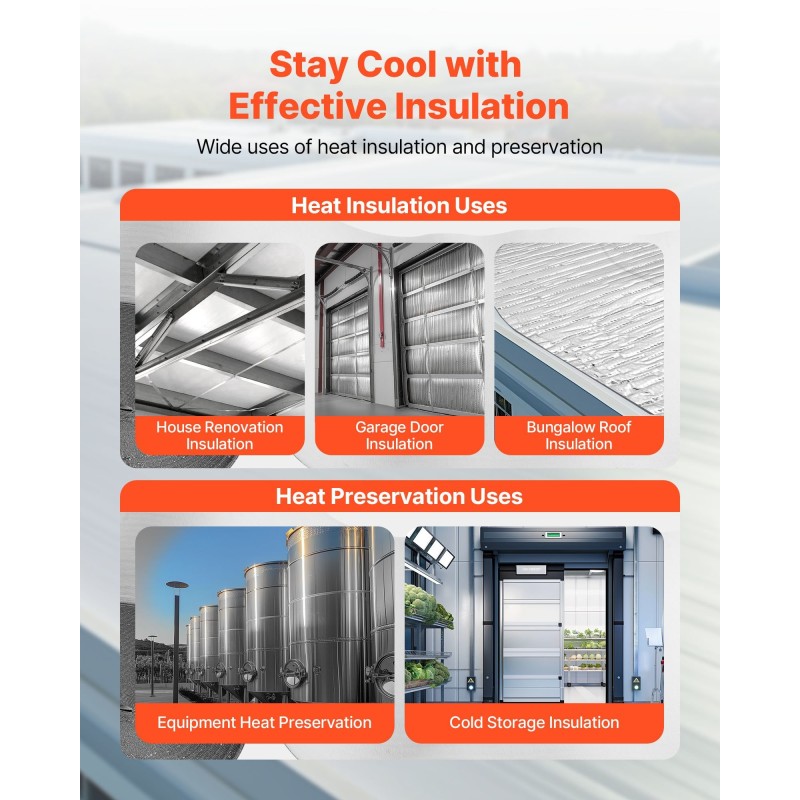 Heijastava eristerulla 6 mm alumiinikalvo valkoinen PE-kalvo 1,22x30,48 m