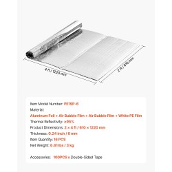 Kaksipuolinen eristelevy alumiinifoliolla ja ilmakuplalla 6 mm 1,22x0,61 m 16 kpl