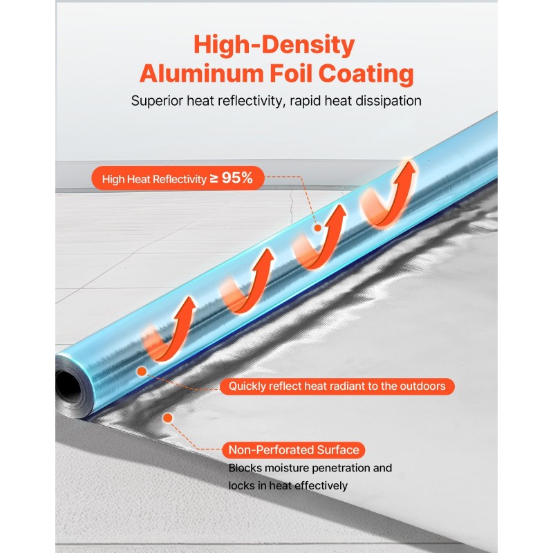 Eristerulla kaksipuolinen alumiinifolio rei'ittämätön kudottu 0,15 mm 1,22 m 38,1 m