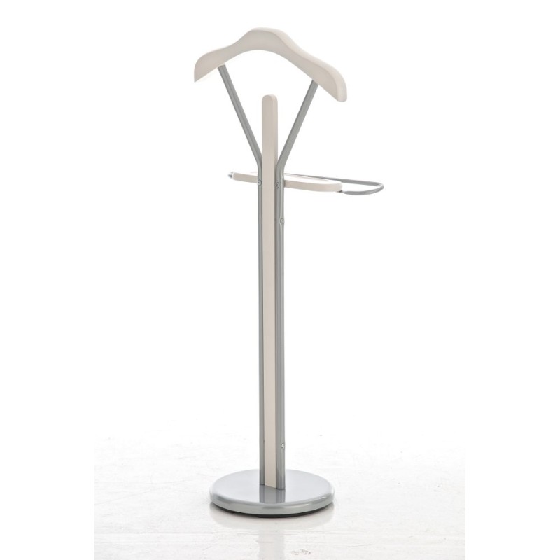 Tyylikäs metallinen vaatepalvelija kromipinnoitteella ja puuvärivaihtoehdoilla