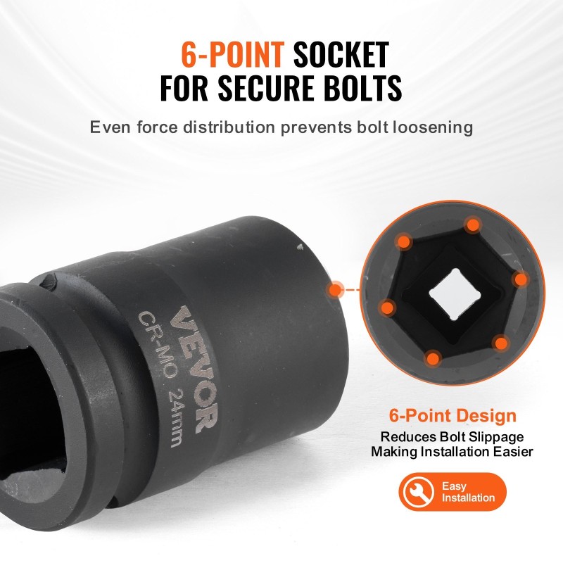 Isku- ja vääntöhylsysarja CR-MO-teräs 3/4 tuuman 8-osainen 24–38 mm säilytyslaatikolla