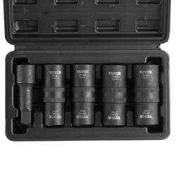 Pyöränmutterihylsysarja 1 2 tuuman veto CR MO teräs 6 kulmainen 4 kokoa 3 tuuman jatkovarsi säilytyskotelolla