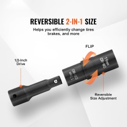 Pyöränmutterihylsysarja 1/2-tuuman veto CR-MO-teräs 6-kulmainen 4 kokoa 3 tuuman jatkovarsi säilytyskotelolla