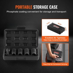 Pyöränmutterihylsysarja 1/2-tuuman veto CR-MO-teräs 6-kulmainen 4 kokoa 3 tuuman jatkovarsi säilytyskotelolla