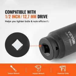 Syväiskuhylsysarja 12,7 mm kanta 14-osainen metrinen 6- ja 12-kulmainen CR-V-teräs säilytyslaukulla akselimuttereille