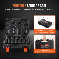 Syväiskuhylsysarja 12,7 mm kanta 14-osainen metrinen 6- ja 12-kulmainen CR-V-teräs säilytyslaukulla akselimuttereille