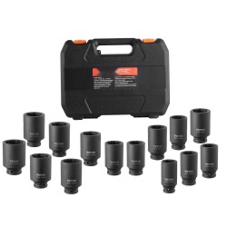 Syväiskuhylsysarja 12,7 mm kanta 14-osainen metrinen 6- ja 12-kulmainen CR-V-teräs säilytyslaukulla akselimuttereille