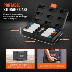 Mutteri-iskuhylsysarja 12,7 mm veto Cr-Mo-teräs 8-osainen 6-kulmainen syvät hylsyt säilytyskotelolla