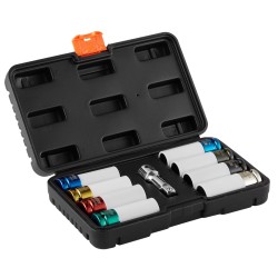 Mutteri-iskuhylsysarja 12,7 mm veto Cr-Mo-teräs 8-osainen 6-kulmainen syvät hylsyt säilytyskotelolla