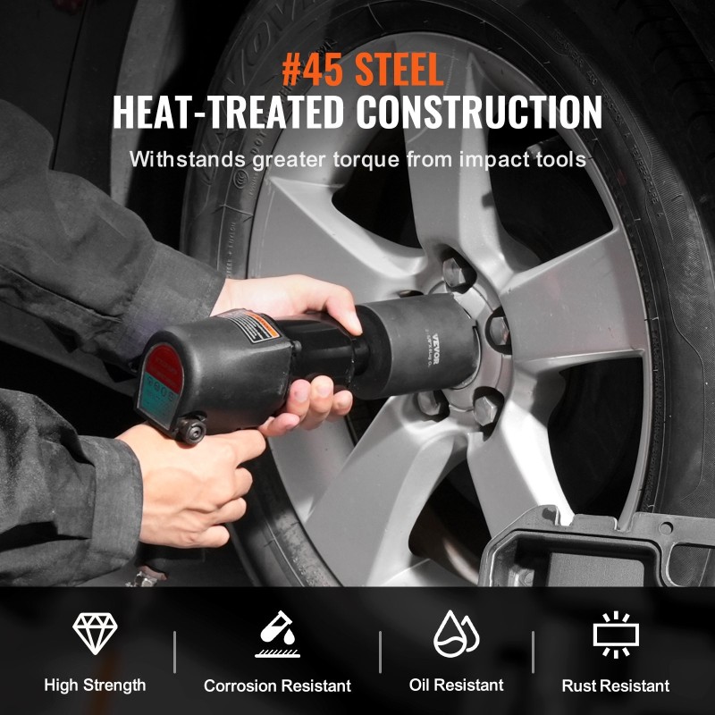 Akselimutterihylsysarja 12,7 mm käyttöliitäntä 6-osainen Cr-Mo-teräs autoihin säilytyslaukulla