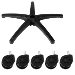 Toimistotuolin 28 tuuman jalkaristikko vahvistetut jalat 1134 kg kantavuus 5 rullaa musta