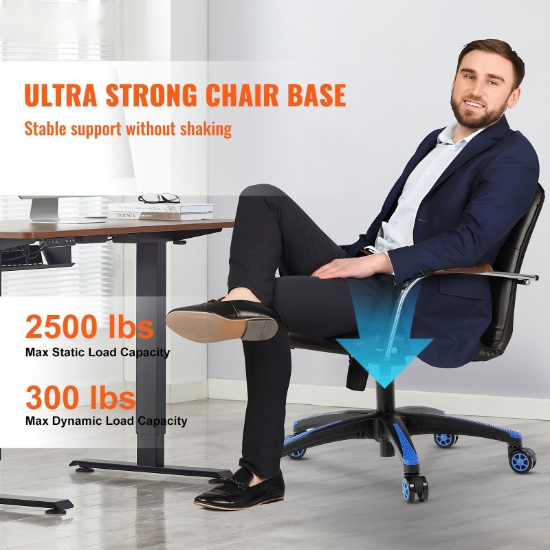 Toimistotuolin viisisakarainen jalusta 710 mm halkaisija 5 pyörää 1134 kg kantavuus