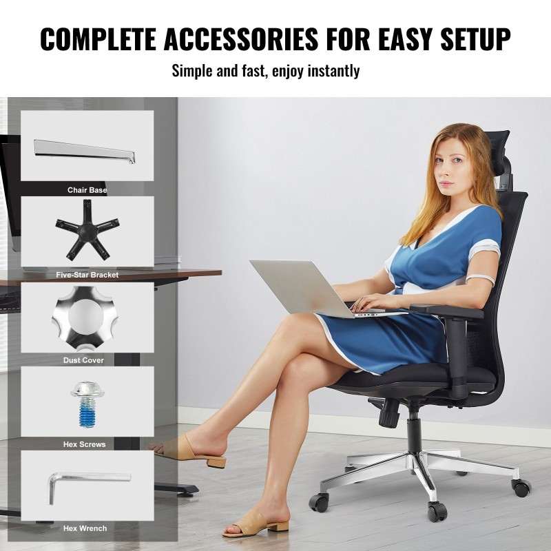 Toimistotuolin jalkaristikko viisisakarainen 28-tuumainen metallivahvistettu 1134 kg staattinen kantavuus