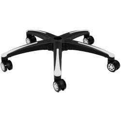 Toimistotuolin vahvistettu jalkaristikko 28 tuuman 5 pyörää 1134 kg musta ja valkoinen