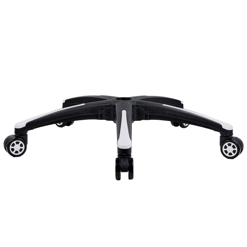 Toimistotuolin vahvistettu jalkaristikko 28 tuuman 5 pyörää 1134 kg musta ja valkoinen