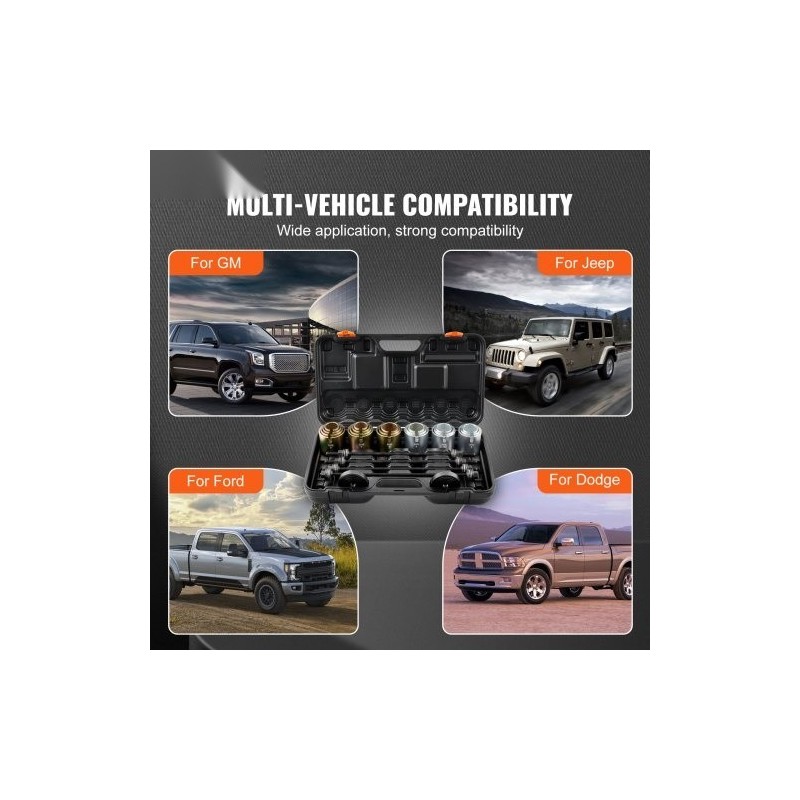 26-osainen holkkien veto- ja asennussarja teräsosilla henkilöautoihin ja hyötyajoneuvoihin